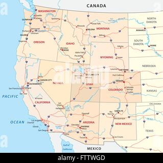 Western united states route Illustration de Vecteur