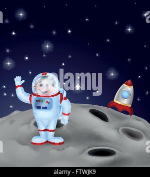 L'atterrissage des astronautes sur la lune Illustration de Vecteur