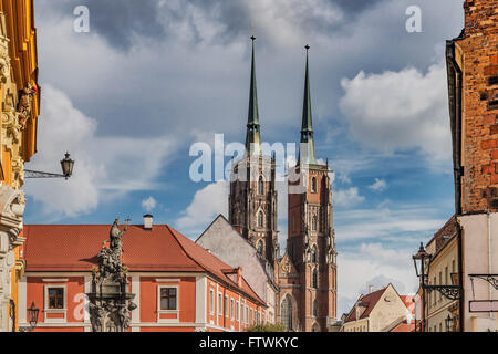 La Cathédrale de Wroclaw est situé sur l'île de la cathédrale (Ostrow Tumski), Wroclaw, en voïvodie de Basse-Silésie, Pologne, Europe Banque D'Images