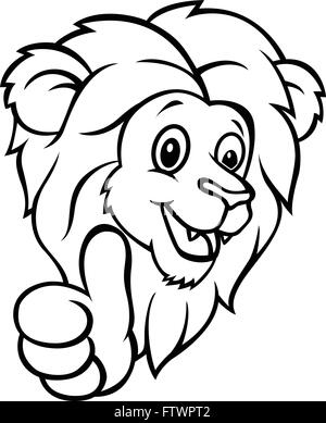 Funny cartoon lion giving thumb up Illustration de Vecteur