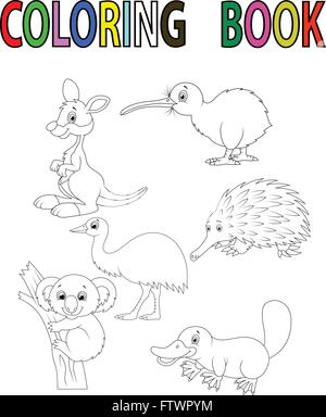 Cartoon animal Australie Coloring Book Illustration de Vecteur