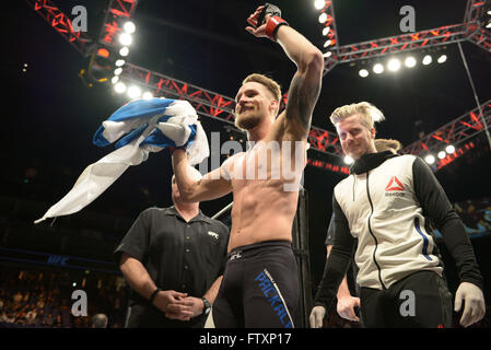 L'UFC Fight Night 84 au London's O2 Arena comprend : Teemu Packalen Où : London, Royaume-Uni Quand : 27 Feb 2016 Banque D'Images