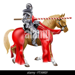 Medieval jousting chevalier sur un cheval tenant une lance Banque D'Images