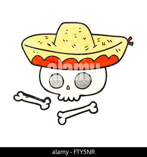 Texture freehand cartoon skull dans Mexican Hat Illustration de Vecteur