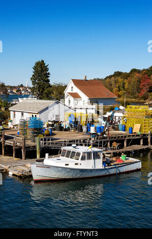 Langoustier et dock, New Castle, New Hampshire, USA Banque D'Images