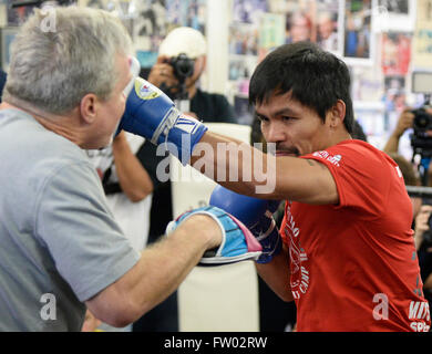 Las Vegas, Nevada, USA. 30 mars, 2016. Les deux se battent pour la 3e fois Samedi, 9 avril, au MGM Grand Garden Arena de Las Vegas, Nevada. 30Th Mar, 2016. Photo par Gene Blevins/LA Daily News/ZumaPress Crédit : Gene Blevins/ZUMA/Alamy Fil Live News Banque D'Images