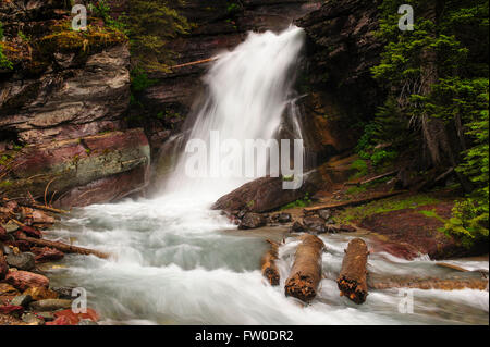 Baring Falls, Glacier National Park, Montana Banque D'Images