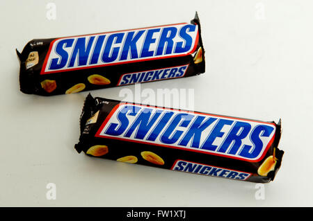 Snickers est une barre de chocolat de marque faite par la société américaine Mars, Incorporated Banque D'Images