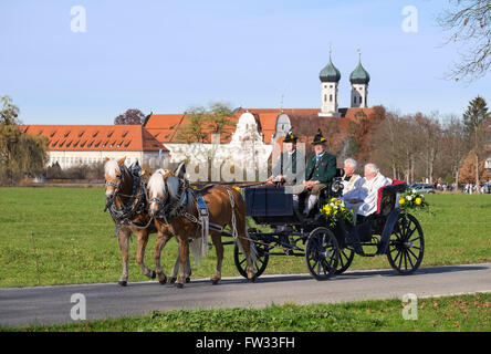 Procession Leonhardi, Benediktbeuern, Haute-Bavière, Bavière, Allemagne Banque D'Images