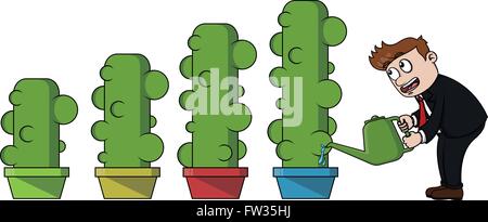 Business man cactus investation arrosage Illustration de Vecteur