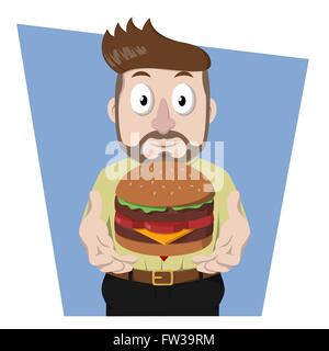 Business man show burger Illustration de Vecteur