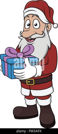 Santa Claus holding gift package Illustration de Vecteur