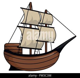 Bateau de pirate cartoon illustration Illustration de Vecteur