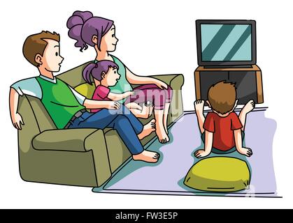 Temps de regarder la télévision en famille Illustration de Vecteur
