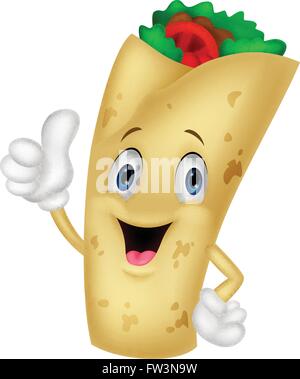 Burrito personnage giving Thumbs up Illustration de Vecteur