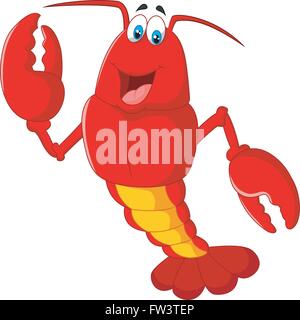 Homard Cartoon waving Illustration de Vecteur