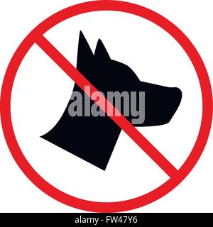 Chiens non admis, interdit sign on white Illustration de Vecteur