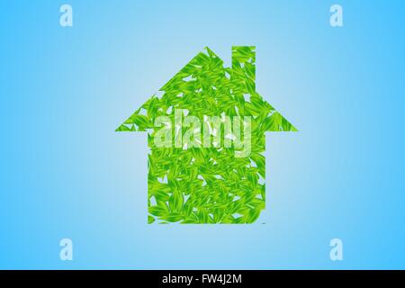 Chambre de feuilles vertes est debout au milieu de l'image. Illustration de Vecteur