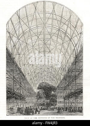 Vue de l'intérieur, transept de Crystal Palace, l'Exposition Universelle de 1851 Banque D'Images