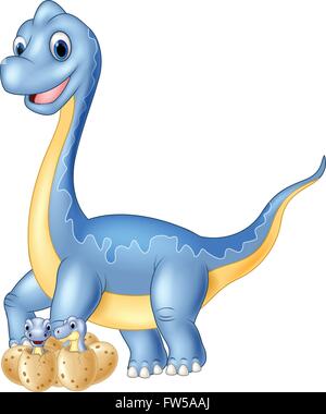 Happy mother with baby Dinosaur Dinosaur l'éclosion Illustration de Vecteur