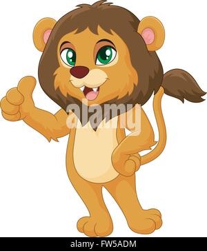 Cartoon lion giving thumb up Illustration de Vecteur