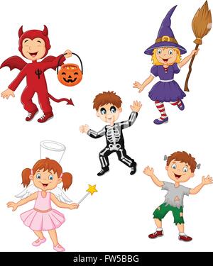 Cartoon kids wearing costume Halloween collection Illustration de Vecteur