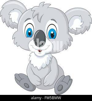 Cartoon adorable koala assis isolé sur fond blanc Illustration de Vecteur