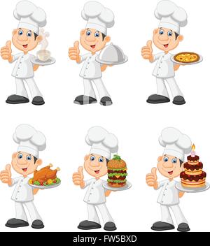 Cartoon chef collection set isolé sur fond blanc Illustration de Vecteur