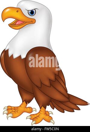 Eagle Cartoon posing isolé sur fond blanc Illustration de Vecteur