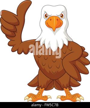 Eagle Cartoon giving thumb up isolé sur fond blanc Illustration de Vecteur