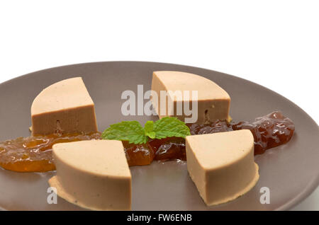 Plat à foie gras et de la marmelade Banque D'Images