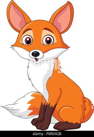 Cute fox sitting isolé sur fond blanc Illustration de Vecteur