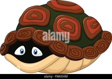 Tortue mignon se cache dans sa coquille Illustration de Vecteur