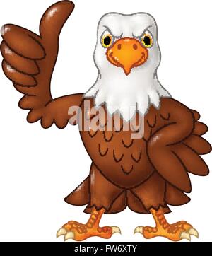 Cartoon funny eagle giving thumb up isolé sur fond blanc Illustration de Vecteur