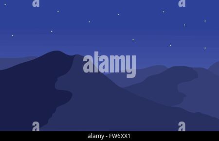 Silhouette de montagne à une nuit Illustration de Vecteur