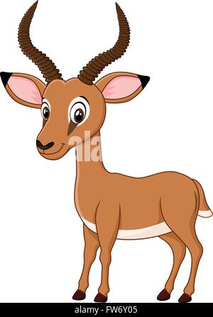 Cartoon funny impala isolé sur fond blanc Illustration de Vecteur