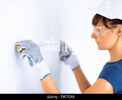 Mur de mesure architecte avec ruller flexible Banque D'Images