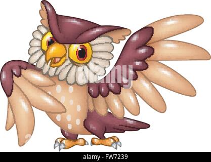 Cartoon funny owl bird posing Illustration de Vecteur