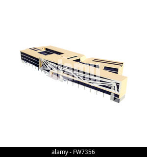 Le rendu 3D de bâtiment comercial conceptuel on white Banque D'Images