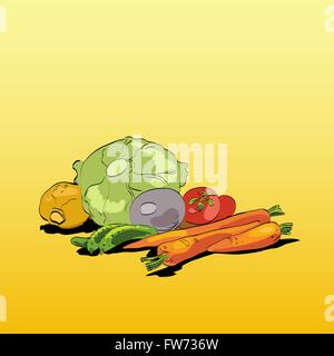 Les légumes verts frais cuisine végétarienne Illustration de Vecteur