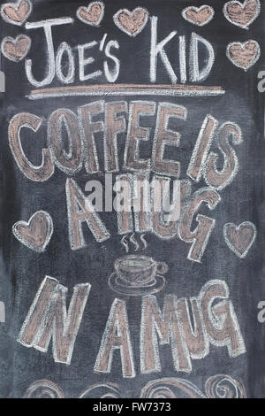 Tableau noir à l'extérieur d'un café "Joe's Kid' Banque D'Images