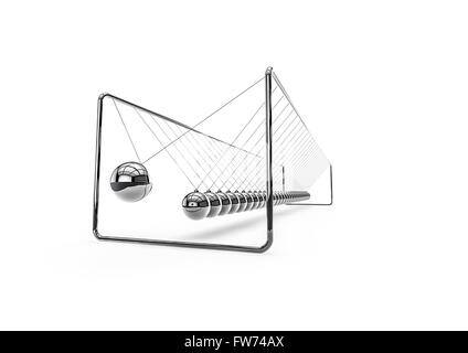 Très long Newton's cradle / 3D render ridiculement longue de Newton's cradle Banque D'Images