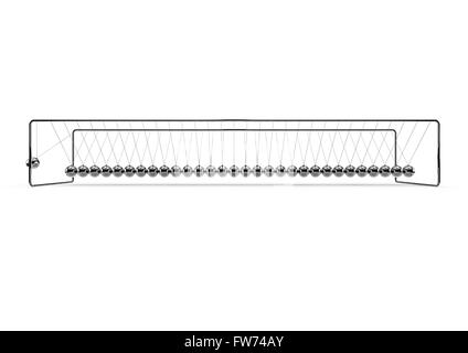 Très long Newton's cradle / 3D render ridiculement longue de Newton's cradle Banque D'Images