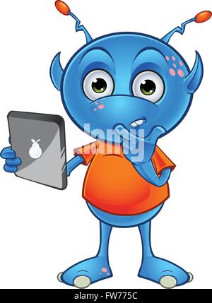 Illustration d'une caricature d'un mignon petit caractère exotiques bleu clair. Illustration de Vecteur