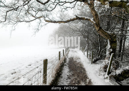 Paysage couvert de neige, Wilmslow, Cheshire, Royaume-Uni Banque D'Images