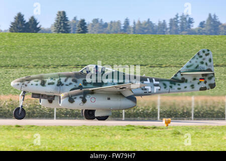 Messerschmitt Me-262 Schwalbe IMTT-d'avion de chasse allemand de la Seconde Guerre mondiale. Cet appareil appartient à la Fondation Messerschmitt Banque D'Images