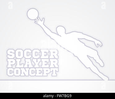 Une illustration stylisée d'un gardien de but de football soccer player en silhouette plongée sous-marine pour attraper la balle Banque D'Images