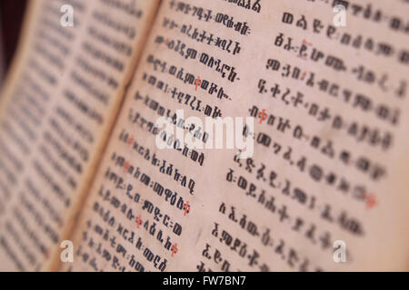 Une vieille Torah éthiopien, a appelé l'Orit largement considéré comme la traduction d'une traduction grecque de la Bible écrit sur parchemin dans Geez une ancienne langue sémitique du sud qui a pris naissance dans la région du nord de l'Éthiopie et l'Érythrée. Aujourd'hui, Geez demeure seulement comme la principale langue utilisée dans la liturgie de l'Eglise orthodoxe Tewahedo d'Érythréens, l'Eglise orthodoxe Tewahedo d'Éthiopie, l'Église catholique, et le Beta Israël communauté juive. Banque D'Images