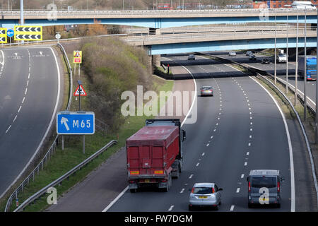 Le M65 Junction sur la M6 en direction nord, à Preston dans le Lancashire Banque D'Images