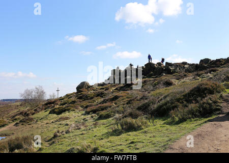 L'éperon rocheux à la surprise, Otley Chevin, West Yorkshire Banque D'Images